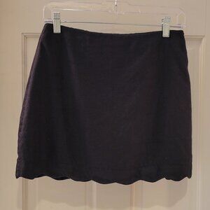 A & F Scallop-Hem Mini Skort - Premium Linen Collection - Black